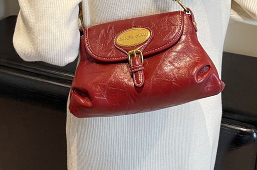 Bag Leather Crossbody Buckled Flap Faux