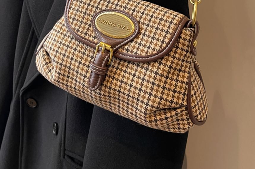 Bag Leather Crossbody Buckled Flap Faux