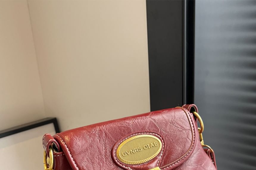 Bag Leather Crossbody Buckled Flap Faux