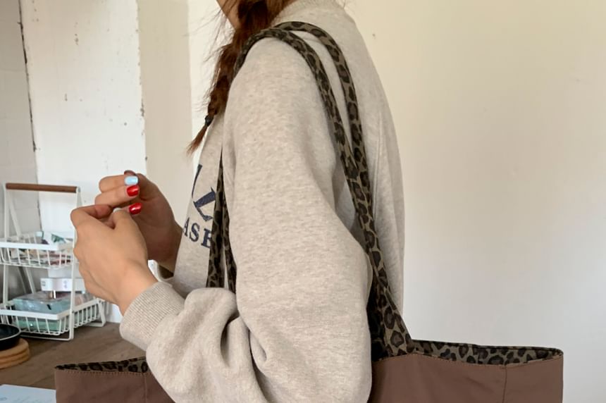 Tote Print Bag Leopard Panel
