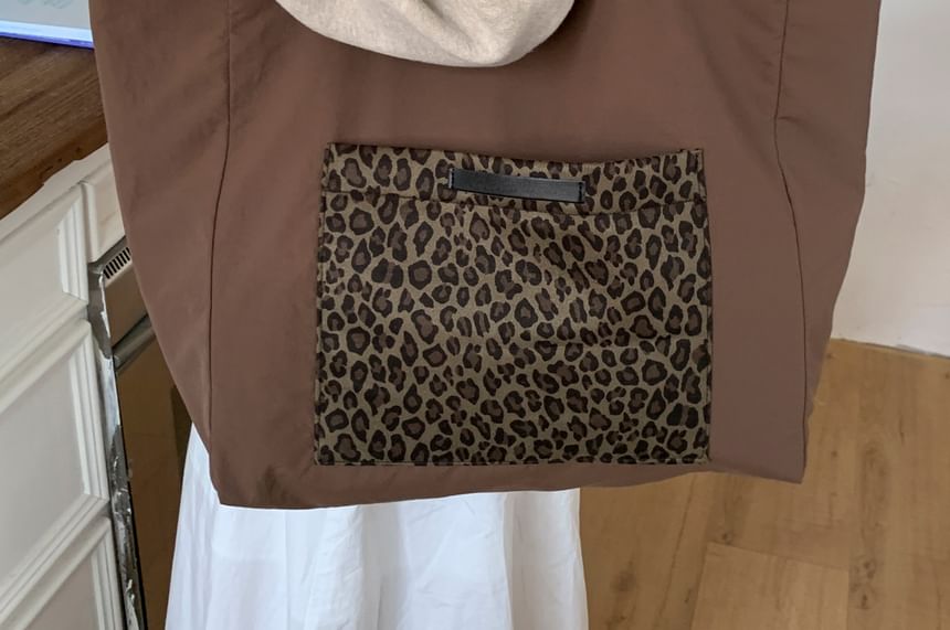 Tote Print Bag Leopard Panel