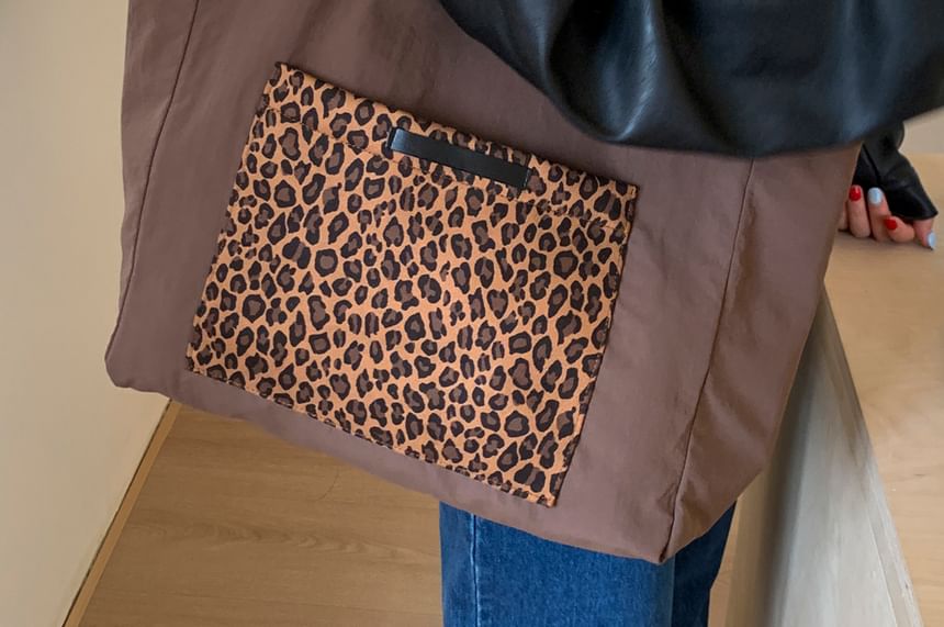 Tote Print Bag Leopard Panel