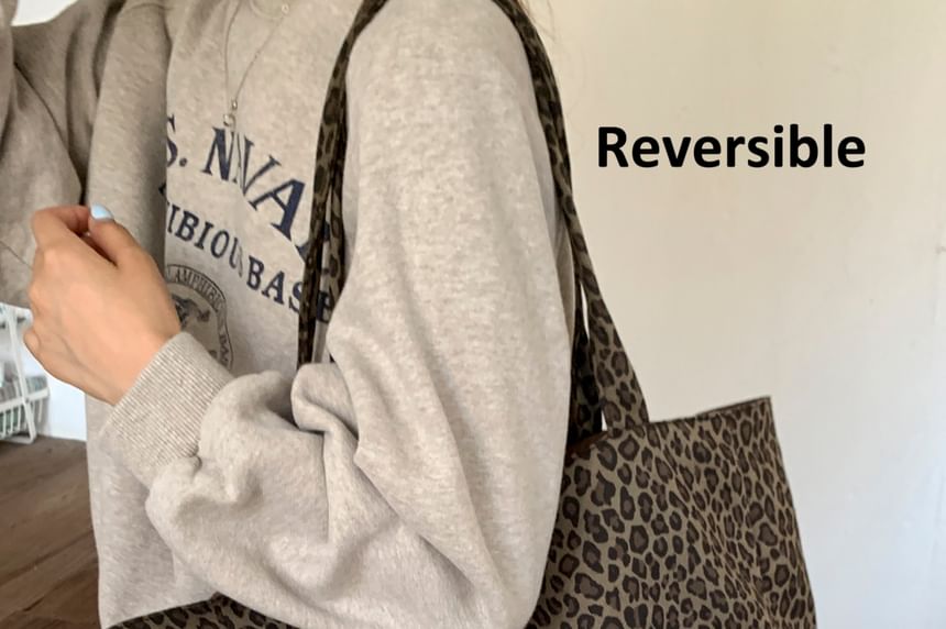 Tote Print Bag Leopard Panel