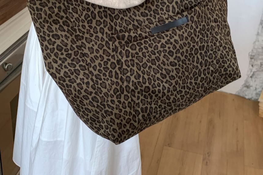 Tote Print Bag Leopard Panel