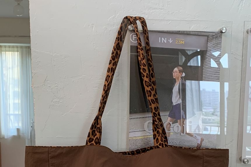 Tote Print Bag Leopard Panel