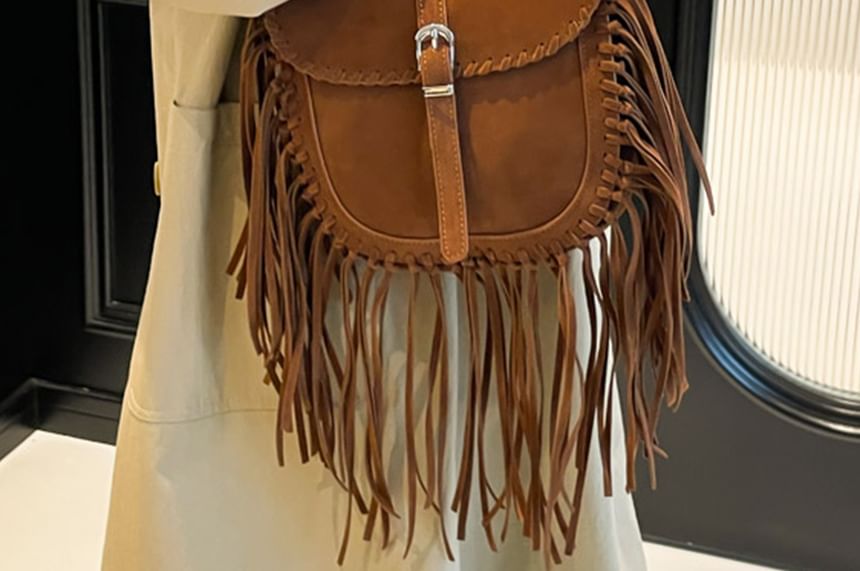 Bag Fringe Faux Saddle Suede Crossbody