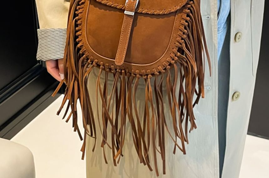 Bag Fringe Faux Saddle Suede Crossbody