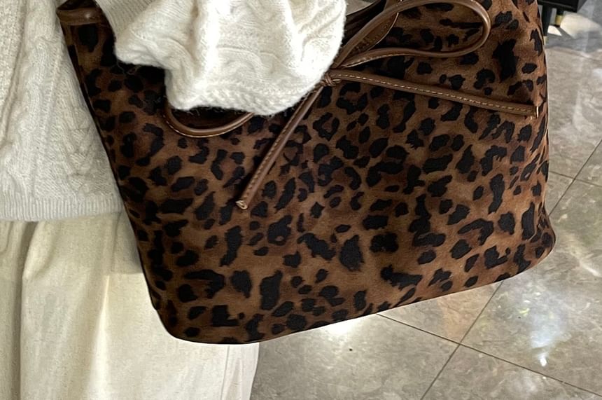 Print Tote Leopard Bow Bag