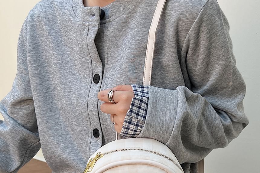 Backpack Plaid Faux Leather Flap