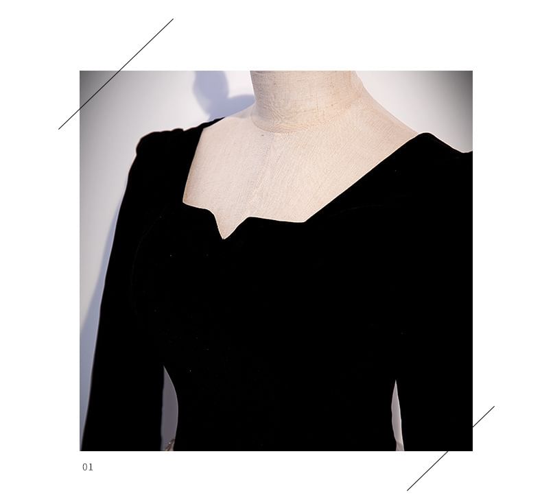 Evening A-Line / Short-Sleeve Long-Sleeve Panel Mesh Print Star Gown Notch Neck