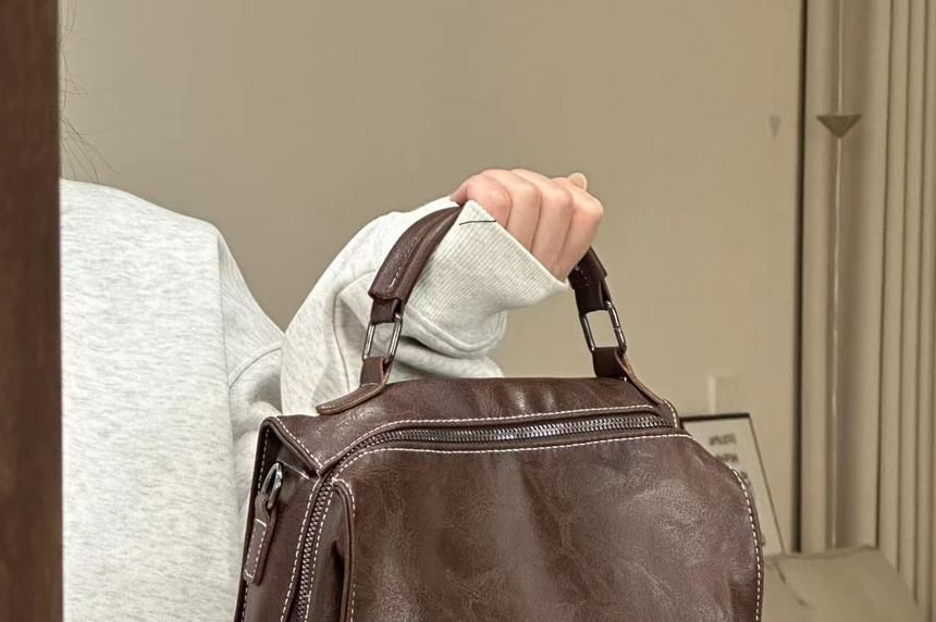 Leather Faux Buckled Backpack