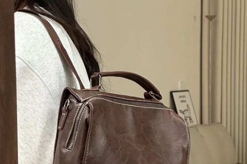 Leather Faux Buckled Backpack