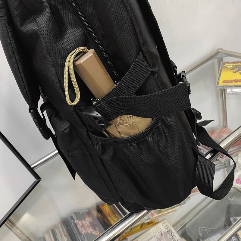 Plain Backpack Buckled Nylon
