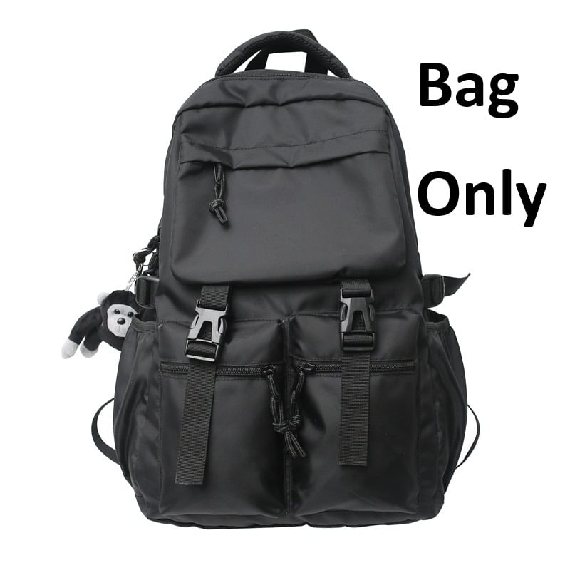 Plain Backpack Buckled Nylon