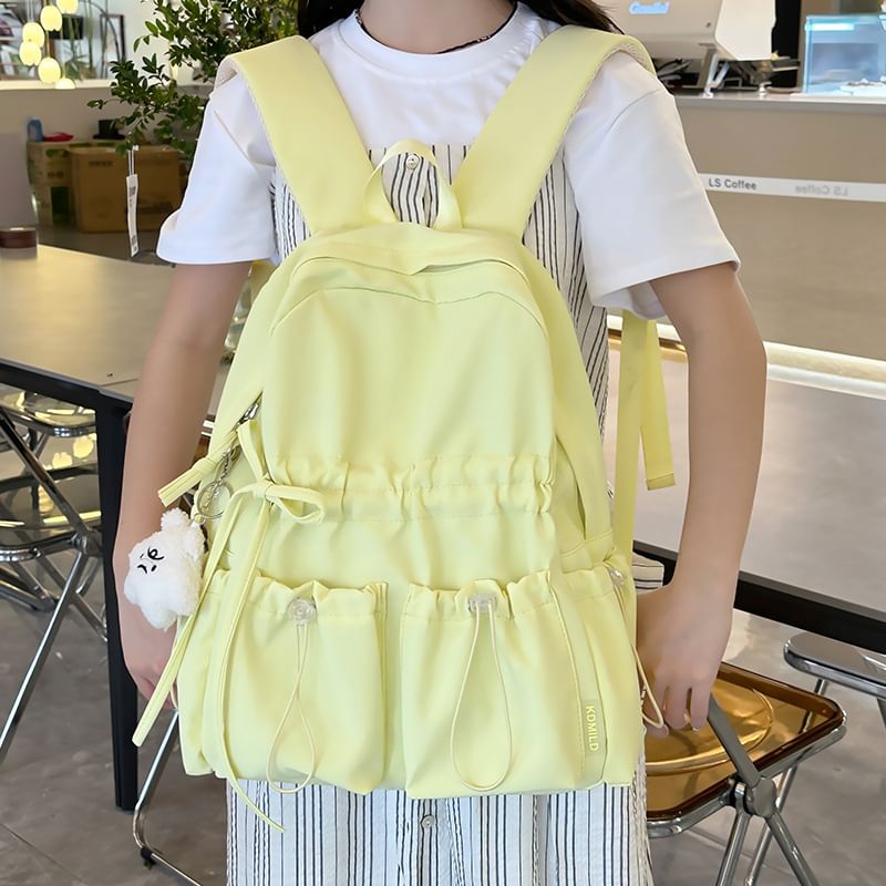 Plain Nylon Backpack Drawstring Bow