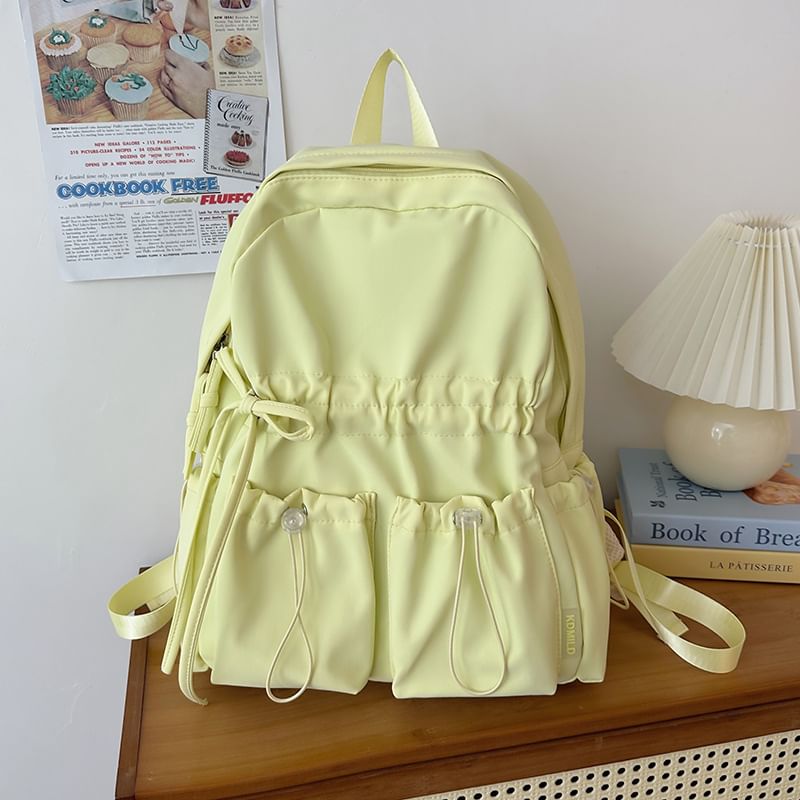 Plain Nylon Backpack Drawstring Bow