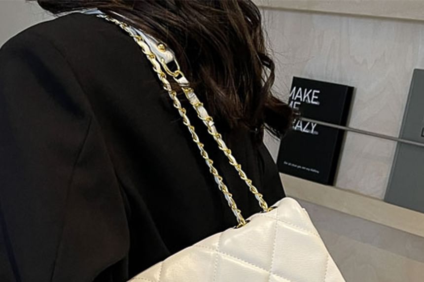 Crossbody Faux Bag Quilted Flap Plain Leather