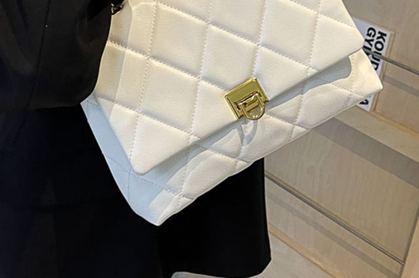 Crossbody Faux Bag Quilted Flap Plain Leather