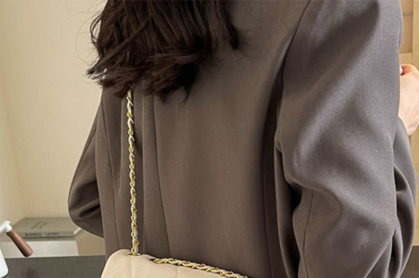 Crossbody Faux Bag Quilted Flap Plain Leather