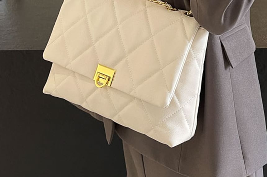 Crossbody Faux Bag Quilted Flap Plain Leather