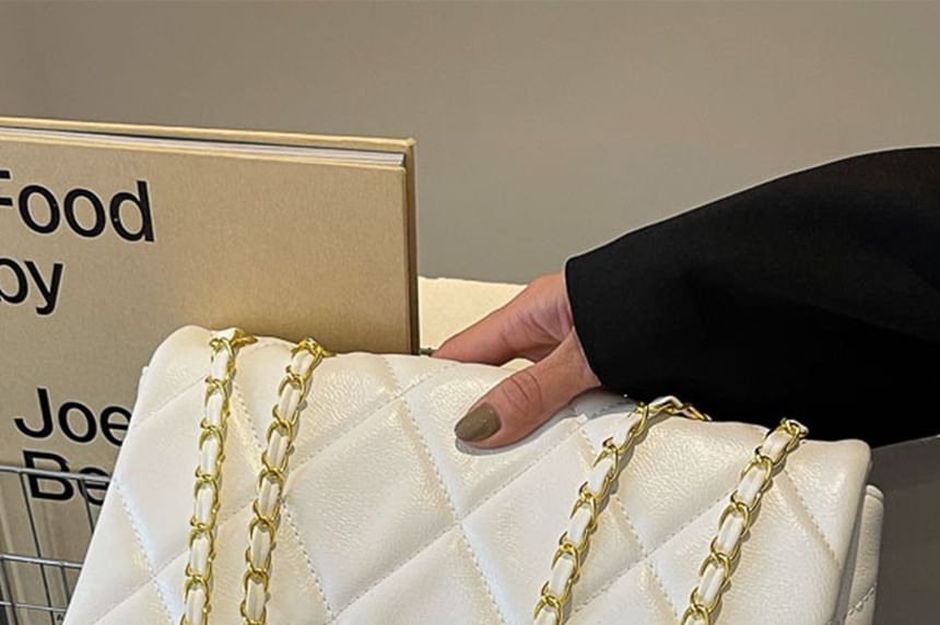 Crossbody Faux Bag Quilted Flap Plain Leather