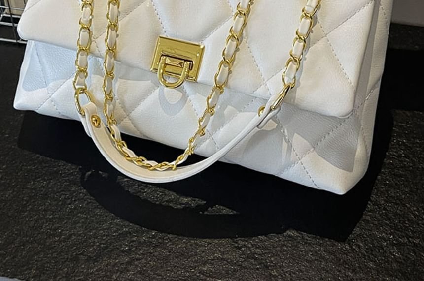 Crossbody Faux Bag Quilted Flap Plain Leather