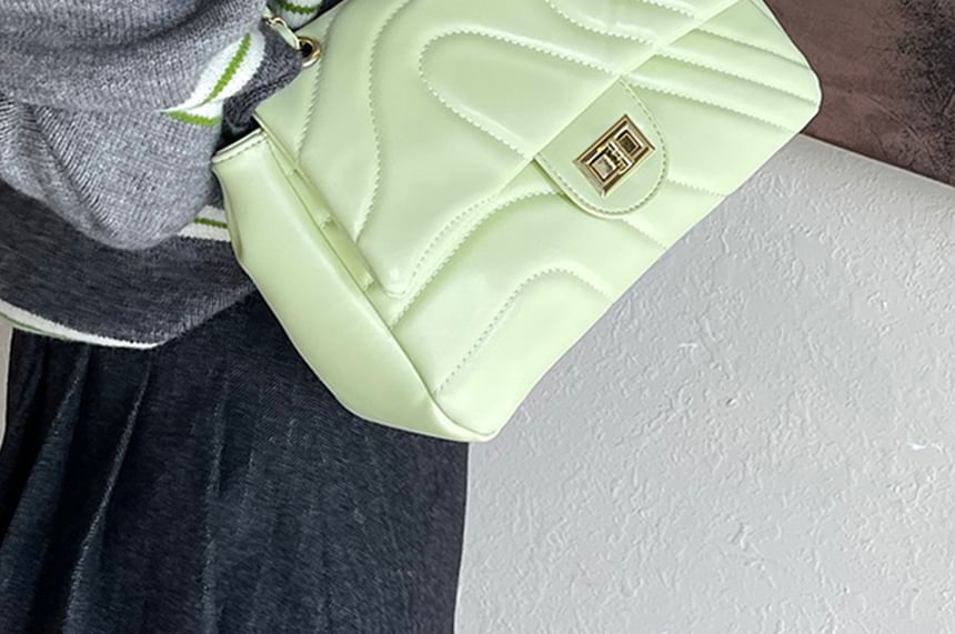 Leather Plain Bag Faux Quilted Crossbody Flap