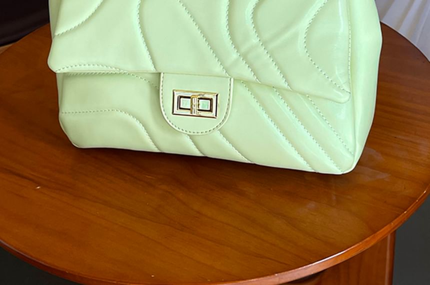 Leather Plain Bag Faux Quilted Crossbody Flap