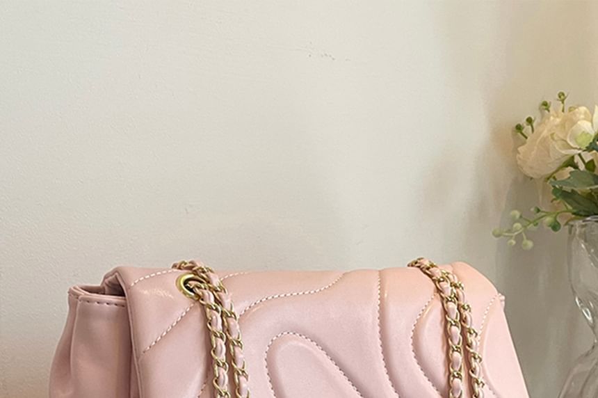 Leather Plain Bag Faux Quilted Crossbody Flap