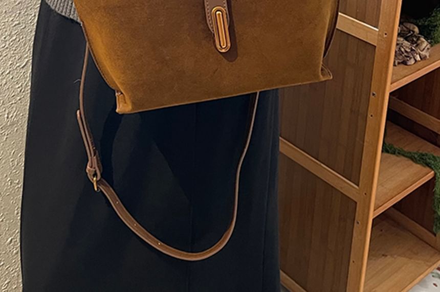 Crossbody With Plain Pouch Faux Bag Handle Suede Top