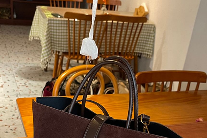 Crossbody With Plain Pouch Faux Bag Handle Suede Top