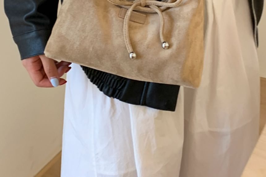 Crossbody Bag Faux Handle Plain Top Suede