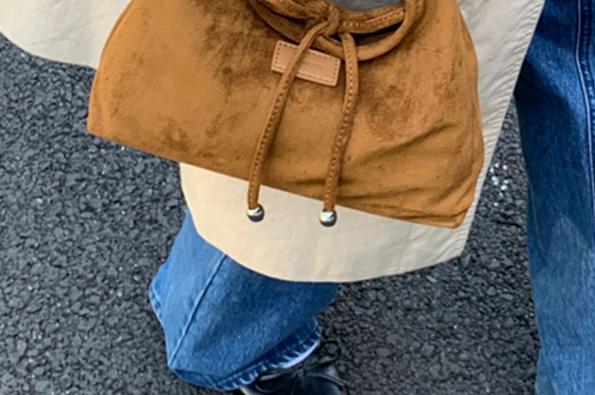 Crossbody Bag Faux Handle Plain Top Suede