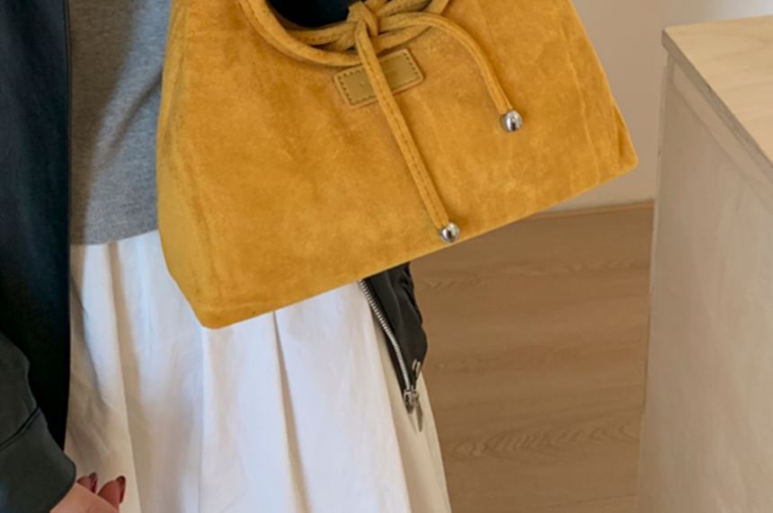 Crossbody Bag Faux Handle Plain Top Suede
