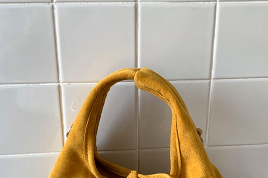 Crossbody Bag Faux Handle Plain Top Suede