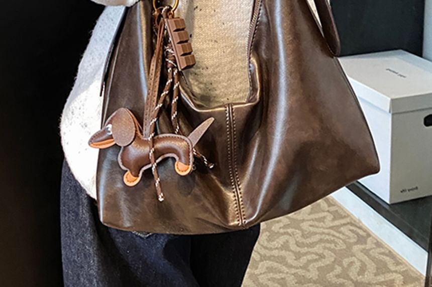 Bag Charm With Crossbody Plain Faux Leather