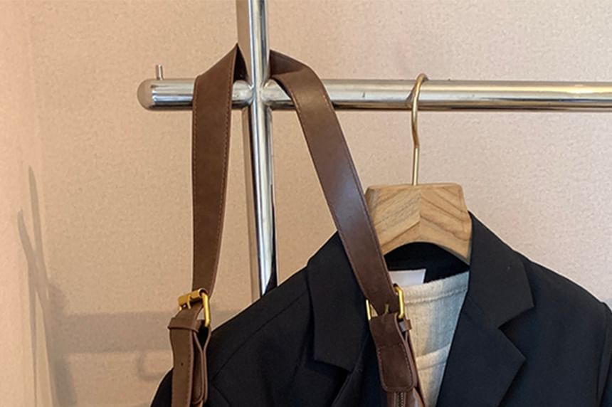 Bag Charm With Crossbody Plain Faux Leather