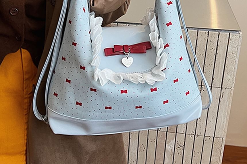 Patterned Accent Crossbody Bag Bow