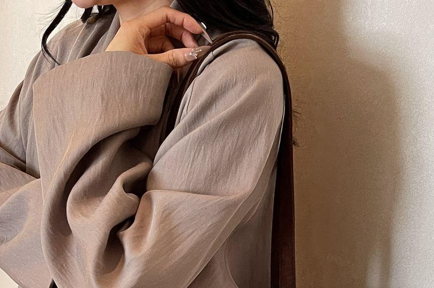 Bag Suede Tote Faux Drawstring Plain