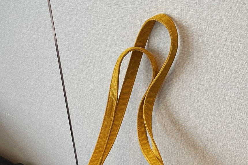 Bag Suede Tote Faux Drawstring Plain