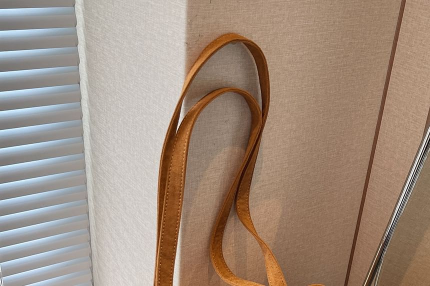 Bag Suede Tote Faux Drawstring Plain