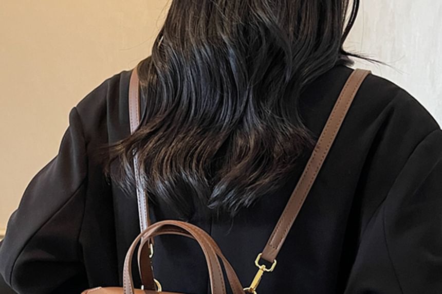 Backpack Faux Leather Flap