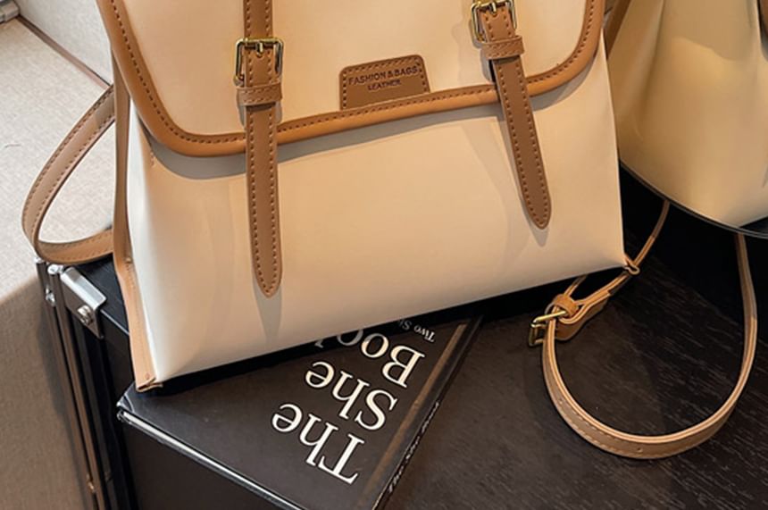 Backpack Faux Leather Flap