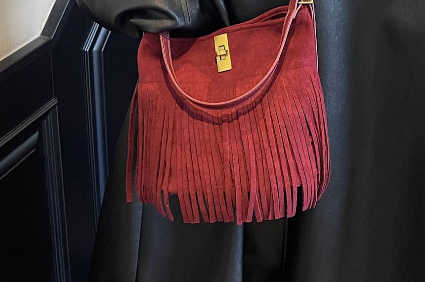 Faux With Pouch Plain Crossbody Bag Suede Fringe