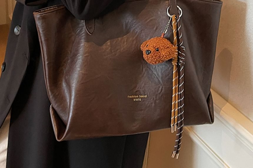 Faux With Bag Leather Plain Tote Charm