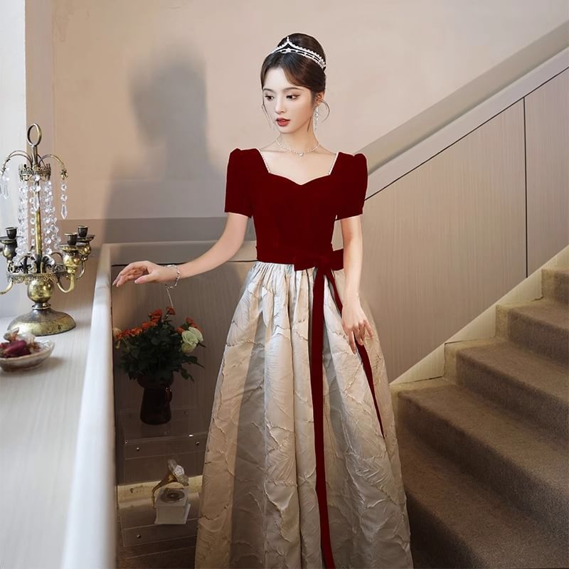 Dress Sweetheart Cocktail Evening A-Line Bow Panel Gown Designs) Neck (Various Midi Jacquard /