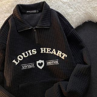 Oversized Embroidered Collar Letter Sweatshirt