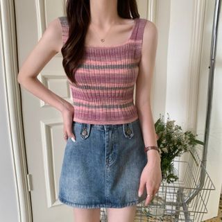 Striped Sleeveless Knit Top