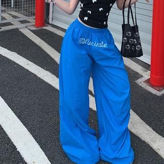 / Elastic Wide Cami Plain Top Pants Leg Waist Bow