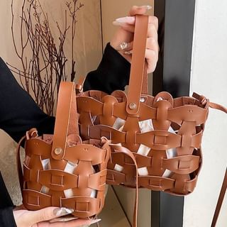 Cutout Leather Bag Faux Crossbody